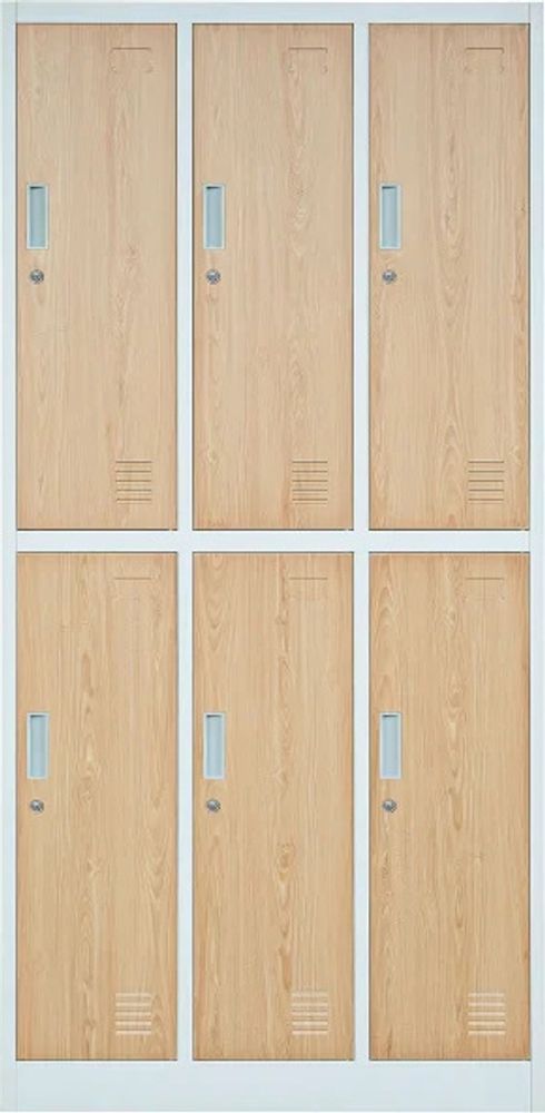 Schließfachschrank Spind Umkleideschrank weiß-holz 185x90x45