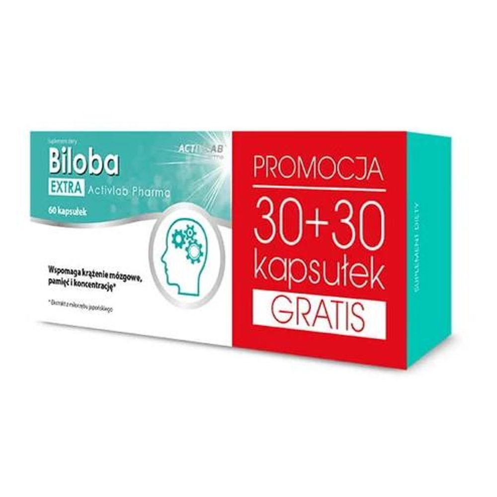 Activlab Pharma Biloba Extra 60 Kapseln, Ginkgo Biloba + Magnesium + B-Vitamine, Lecithin & DHA, Mikronährstoff-Komplex