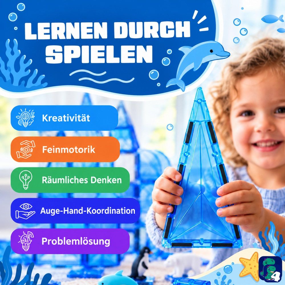 Kind spielt mit magnetischen Bausteinen