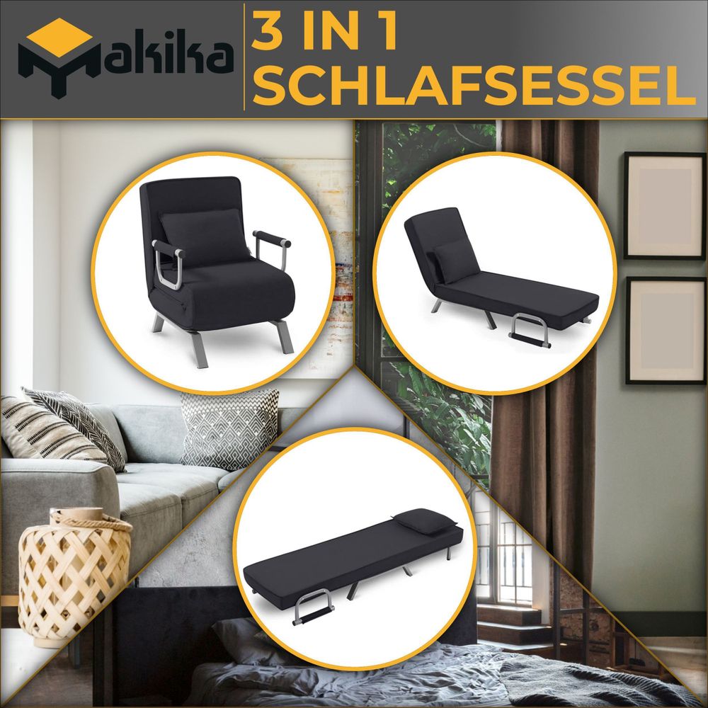 Makika Schlafsessel Schlafsofa Ted klappbar in Schwarz