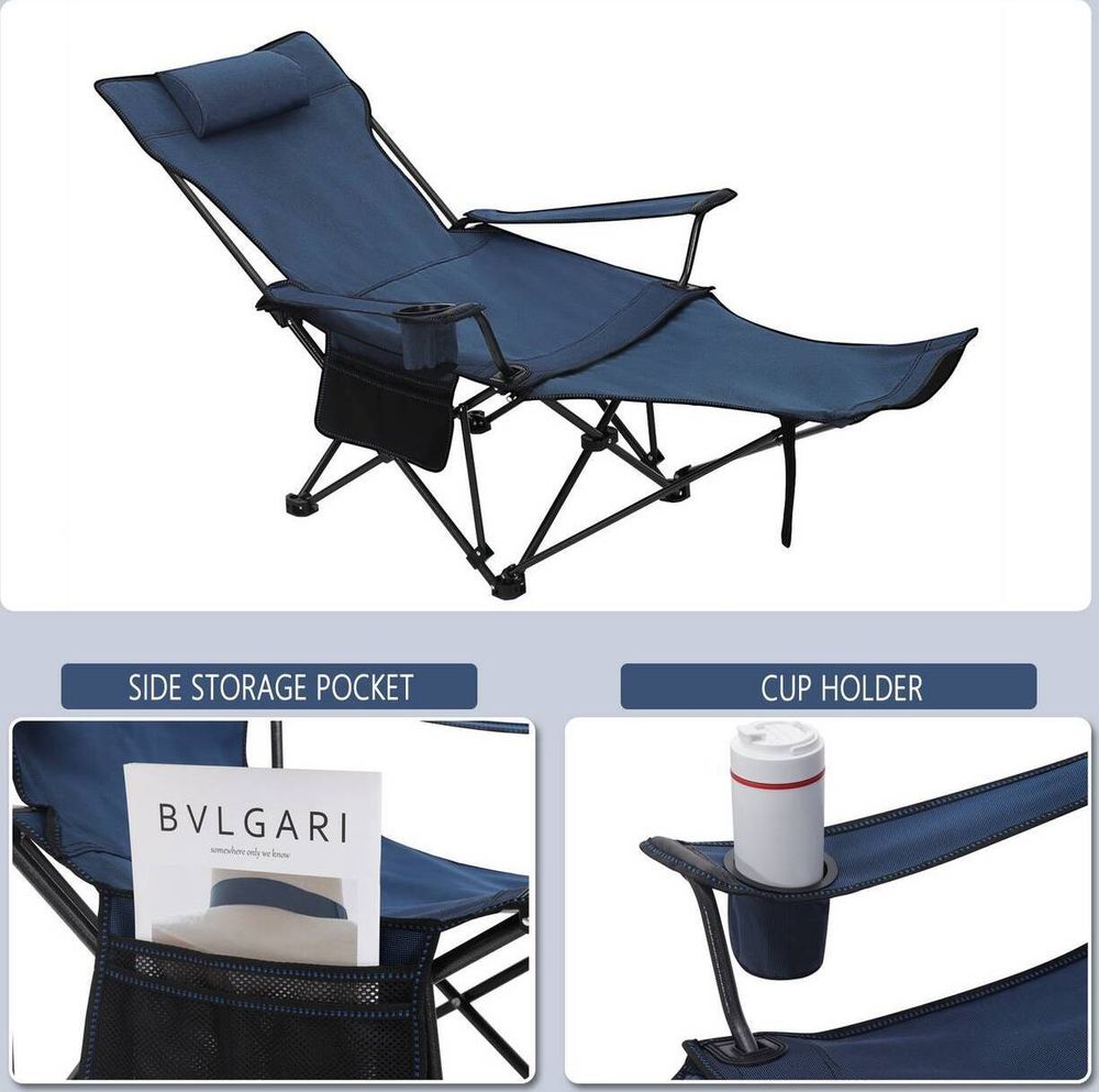 WOLTU 2er Set Campingstuhl, Klappstuhl, Liegestuhl, für Outdoor, Blau