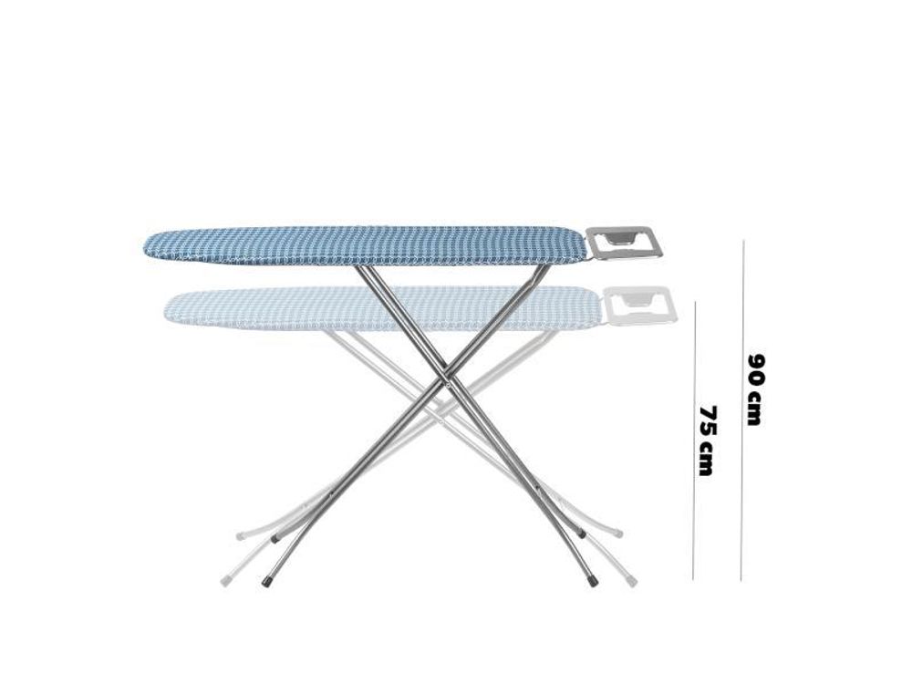 KADAX Bügelbrett mit hitzebeständiger Bügeleisenablage, Robuster Bügeltisch mit stabilen Beinen (Blau)