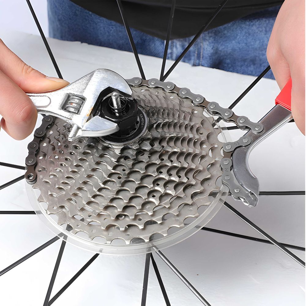 Zahnkranzabzieher 7 in 1 Kassettenabzieher Werkzeugkoffer Entfernungswerkzeug Kettenpeitsche Werkzeug Reparatur-Werkzeugsatz Fahrrad Werkzeugset Retoo