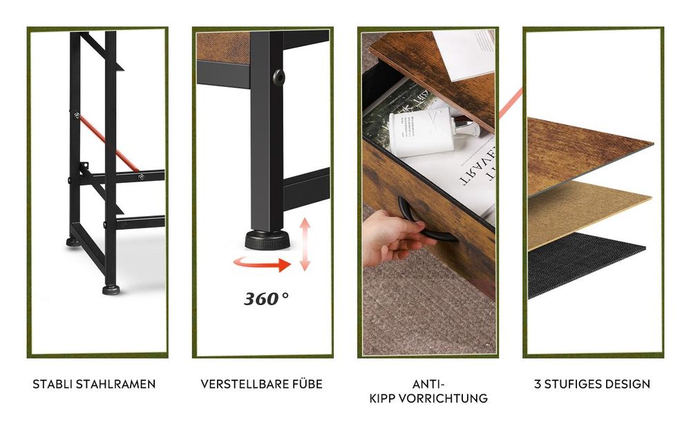 Kommode mit 6 Schubladen aus Stoff, Holzplatte ,Breit 80 cm, moderne Kommode, 6), für Wohnzimmer, Schlafzimmer
