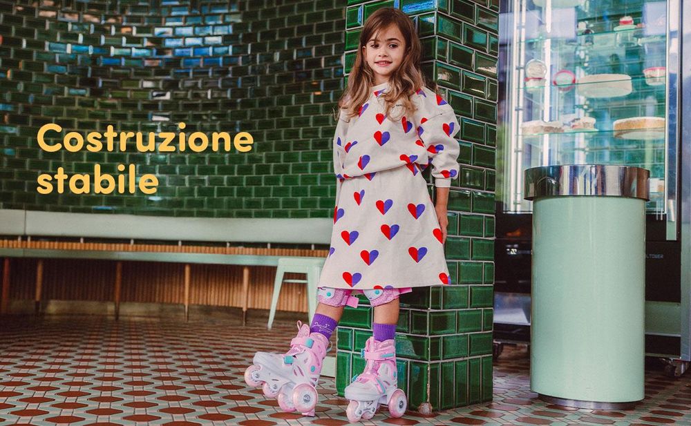 Pattini in linea per bambini Cariboo Ballerina con ruote a LED rosa - S