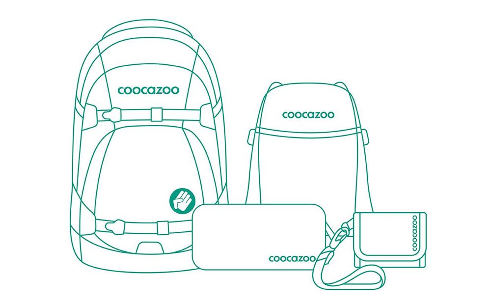 Das Bild zeigt den Inhalt eines Schulrucksack-Sets.