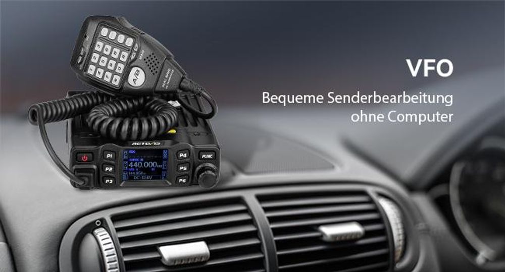 Retevis RT95 Mini Mobilgerät Dualband Amateurfunk, Ham Radio 200 Kanäle, Chirp, 5W/15W/25W DTMF 5Tone, Funkgerät Auto-Transceiver (Schwarz)
