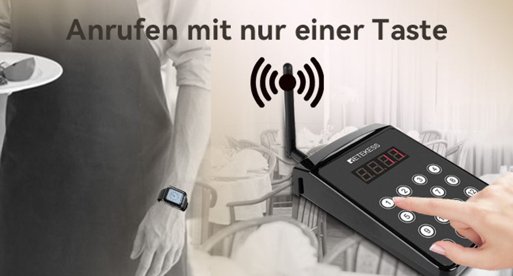 Retekess TD113-TD154 Kellnerin Pager System, Restaurant Pager für Kellner, magnetische Aufladung, 262ft, stilvolle Touch-Farbbildschirm, 1 USB 5 Uhr