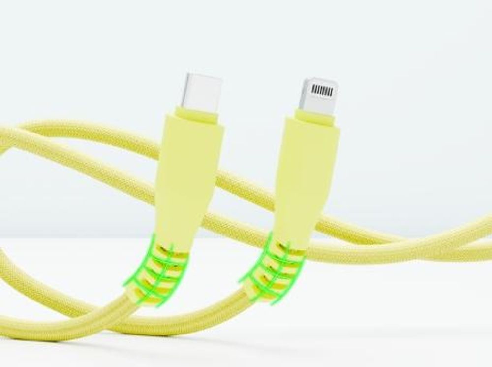QUALO Nylon USB-C auf Lightning Kabel – 1,5 m, 2,4 A, Gelb QKN-CL-05 Schnellladekabel 12W