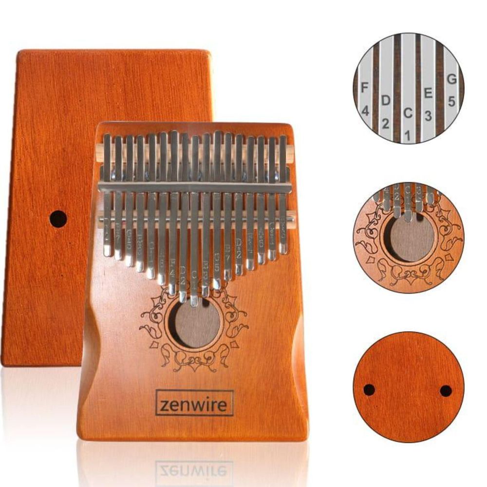 Kalimba - instrument afrykański - 17 klawiszy - drewno brązowe - Zanza Mbira - pianino kciukowe