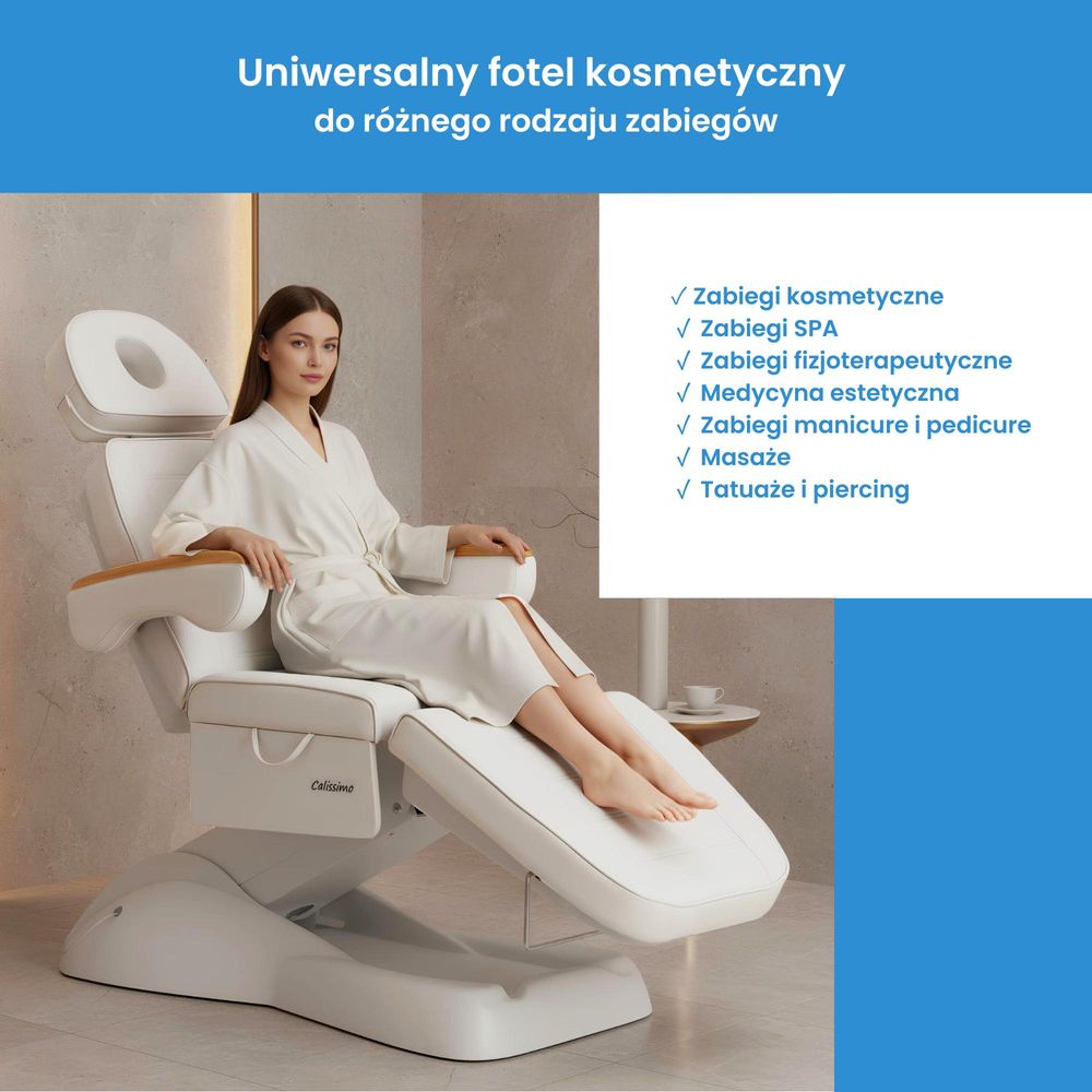 Fotel kosmetyczny elektryczny do salonu kosmetycznego pedicure regulacja 3 siłowniki Marcel
