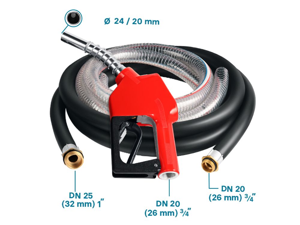 Wiltec Heizöl- und Dieselpumpe 230V/550W 60l/min selbstansaugend Pumpe mit automatischer Pistole, Kraftstoffpumpe, Absaugpumpe