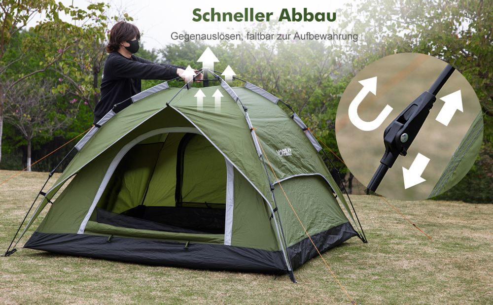 Yorbay Campingzelt Pop Up Zelte 230*230*145CM für 4 Personen ,doppelwand wasserdicht UV-Schutz Kuppelzelte Wurfzelte für Familie, Trekking, Outdoor
