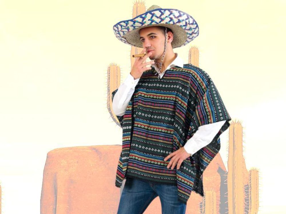 Kostüm-Set Poncho und Sombrero 2-teilig Hut und Poncho