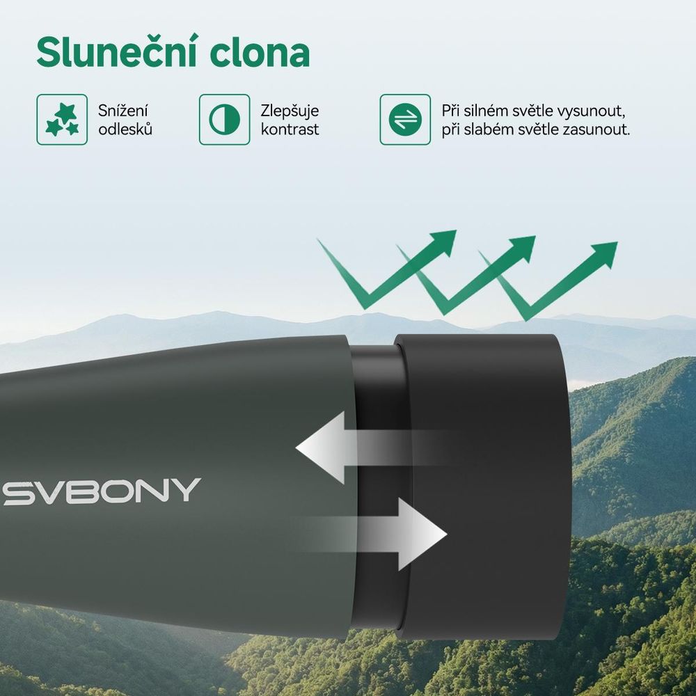 Svbony SV28 pozorovací dalekohled teleskop,25-75x100mm,monokular s HD BAK4 Porro hranolem FMC, Vhodný pro pozorování ptáků,střelbu a pozorování Měsíce