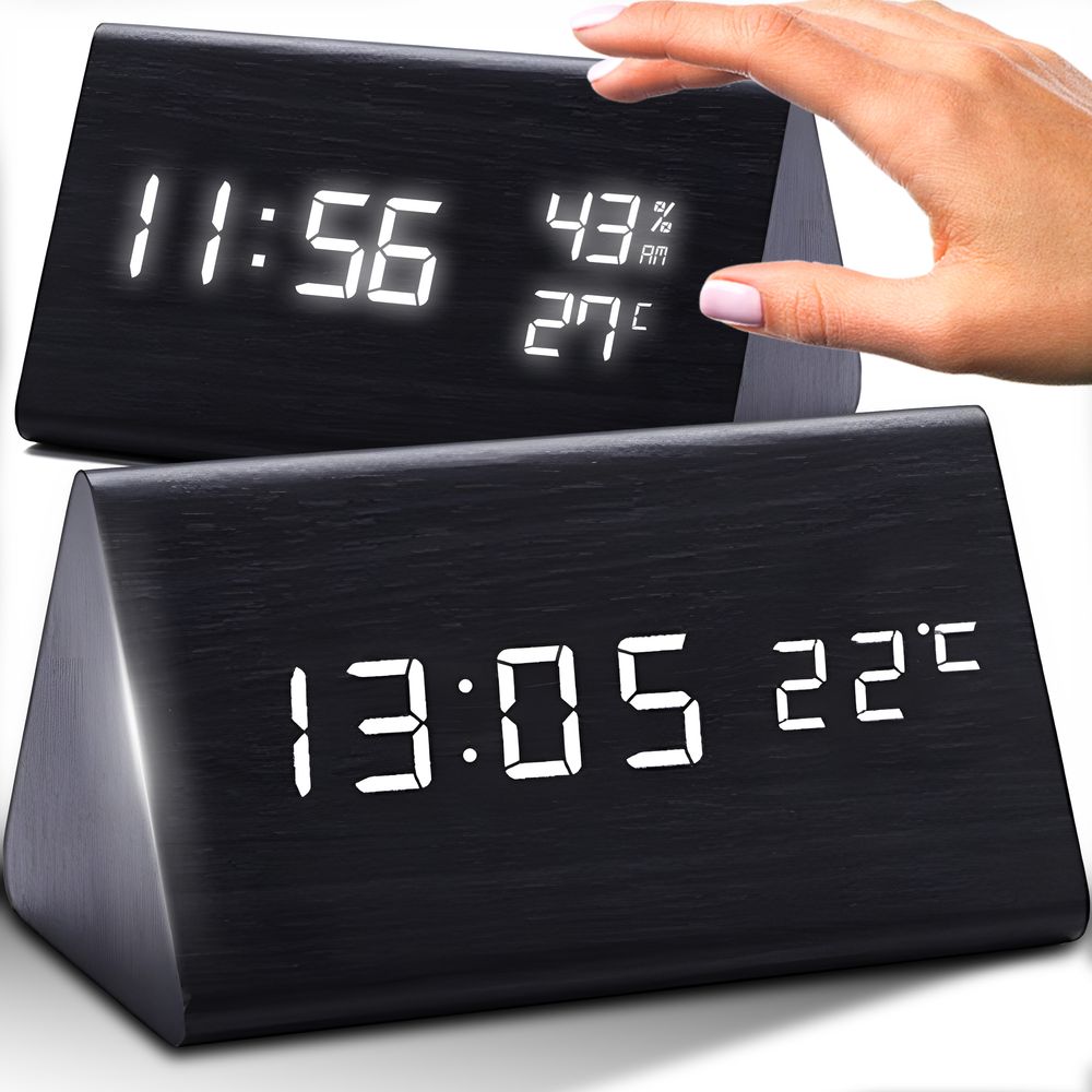 Digitaler Wecker LED Digital Digitaluhr Wanduhr Datum 12h 24h USB Temperatur Alarm Clock Schlafzimmer Wohnzimmer Küche Büro Dimmbar Zeit Holz Retoo