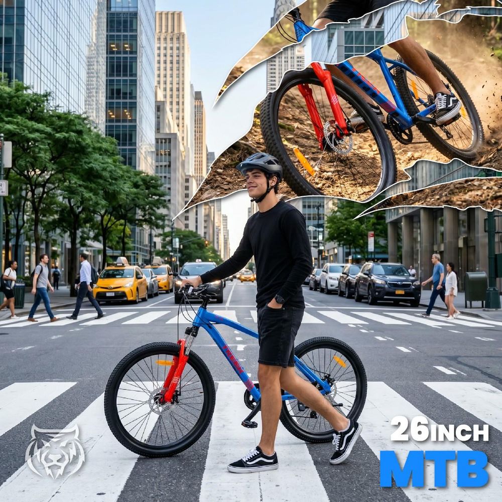 Bicicleta SUN BABY MTB en ciudad y terreno de tierra, ruedas grandes