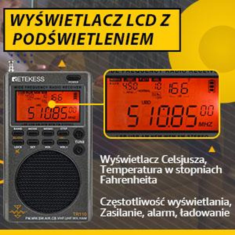 Przenośne radio cyfrowe Retekess TR110, funkcja BBS na falach krótkich, Załóż słuchawki,pasmo lotnicze FM MW na całym świecie, timer uśpienia