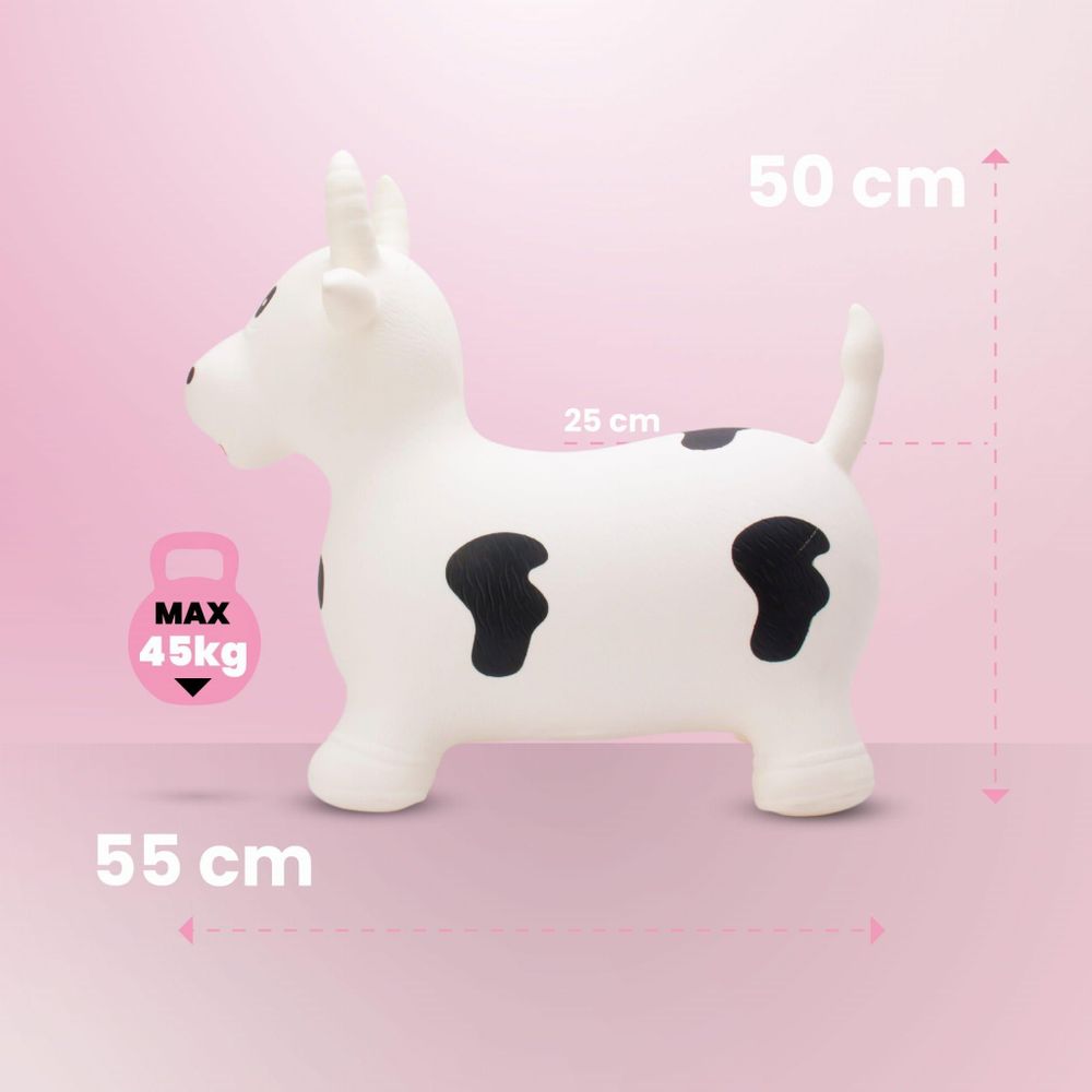 Saltarello toro bianco con misure e indicazione peso massimo