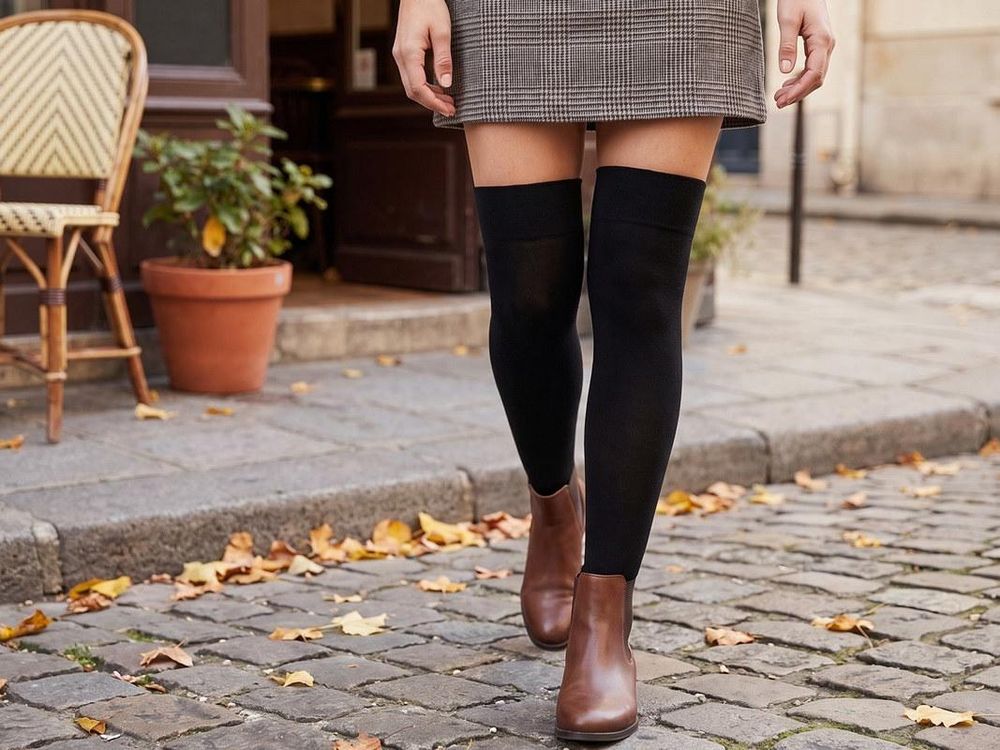 Overknee-Strümpfe in Schwarz für den Herbst