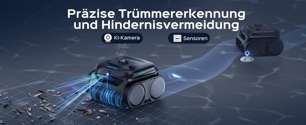 Wybot C2V, Roboter-Pool-Reiniger, Pool, Schwarz, Grün, Boden, Wand, Wasserlinie, Oberirdischer Pool/eingelassener Pool, 180 µm