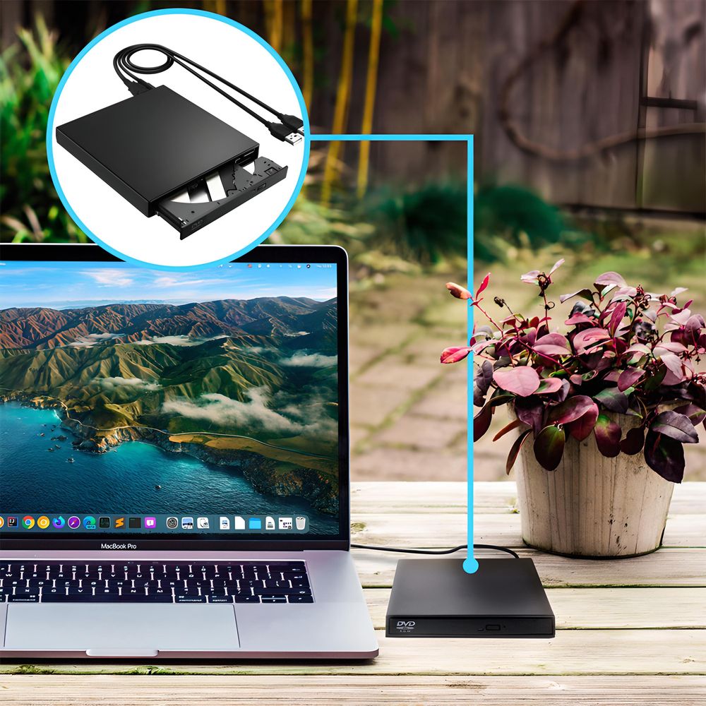 Externes CD DVD Laufwerk USB 2.0 Kabel Tragbares Laufwerk Lesegerät Geräuschloser Betrieb RW Laufwerk Slim Superdrive Laptop Desktop Windows Retoo