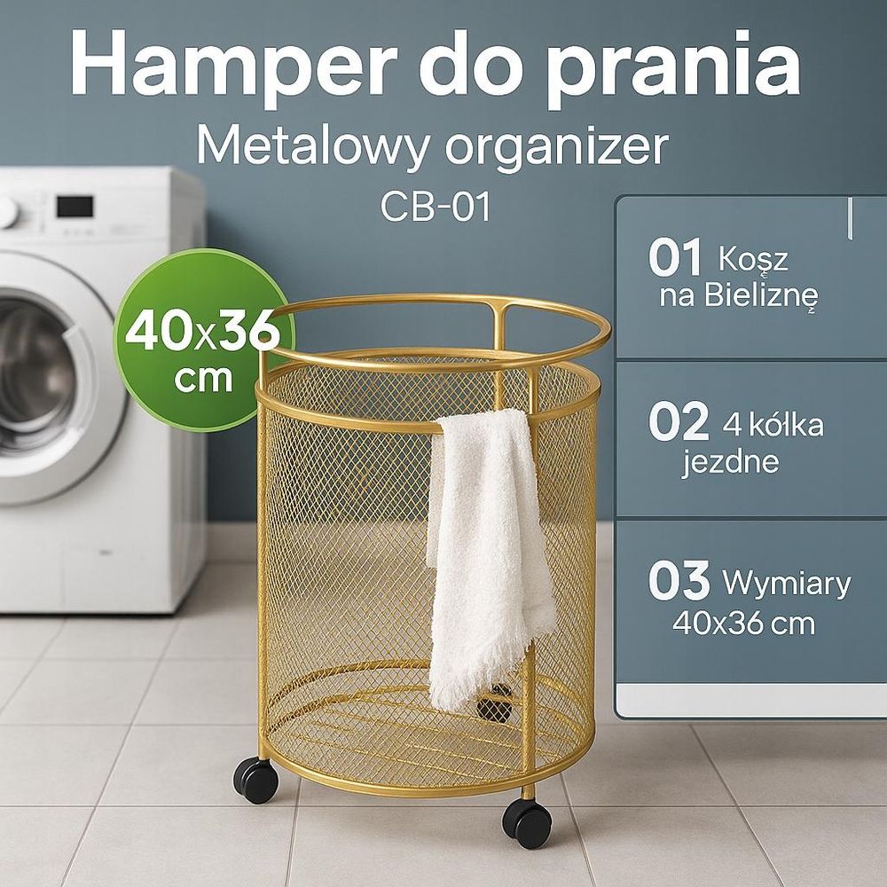 Hamper do prania Metalowy organizer TSG-629 Hamper Kosz na Bieliznę 40x36cm