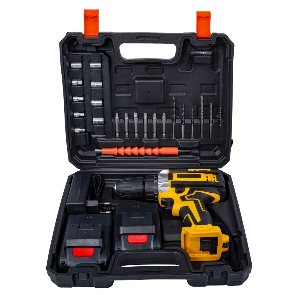 Akkuschrauber | 21V Akku Bohrschrauber Set | mit 2 Akkus 2000mAh | Akkubohrer | 35Nm Drehmoment | 2-Gang | LED-Licht |Wasserwaage