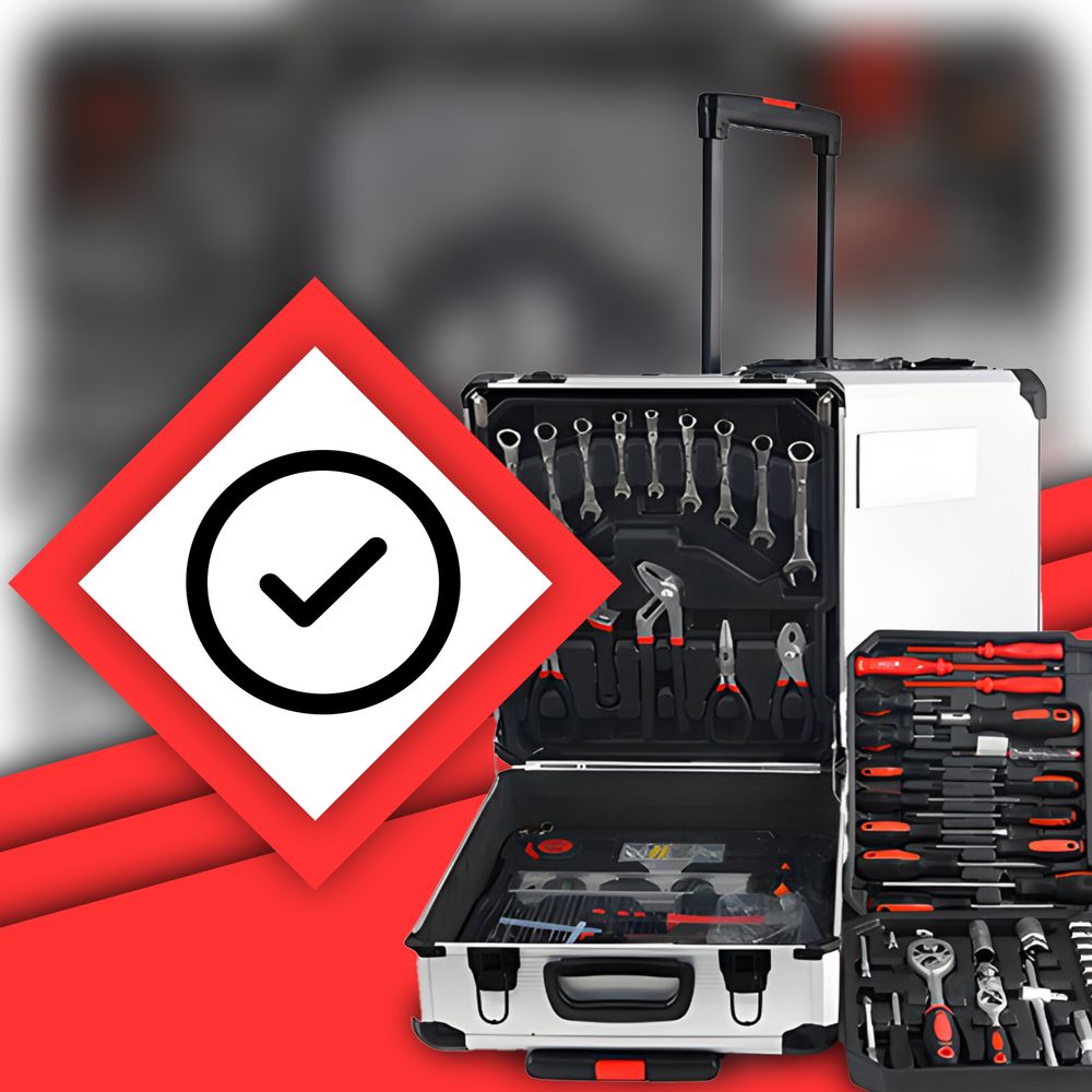 Werkzeugkoffer Rollkoffer Tragekoffer Koffer mit Rollen Werkzeug-Set 187-tlg für Haushalt Garage & Werkstatt Silber Retoo