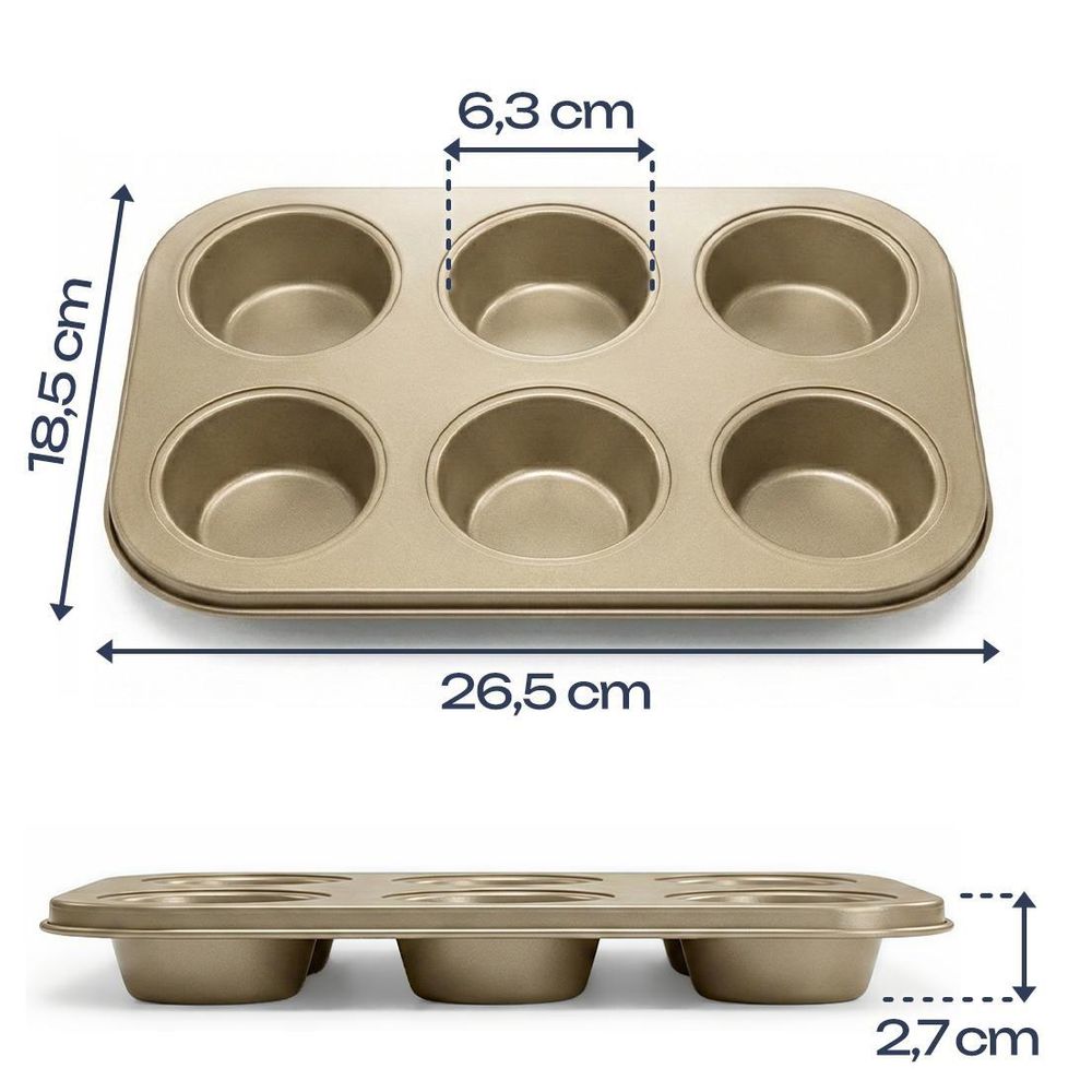 WELLHAUS Muffinform, 26.5x2.7x18.5 cm, 6 Stück, Gold