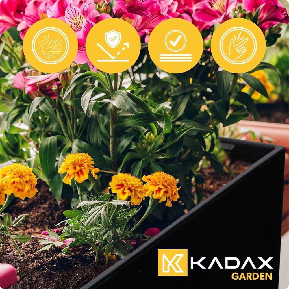 KADAX Blumentopf mit Einsatz "Fontana", 56 cm, Mit Halterungen, Glattemuster, Schwarz