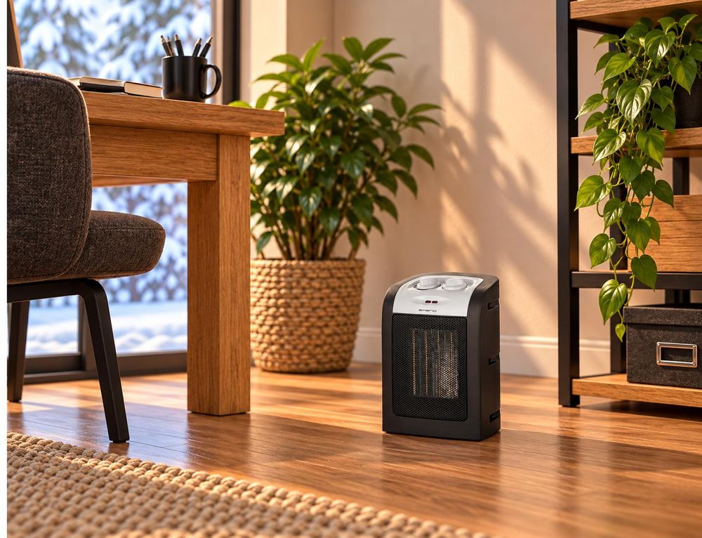 Emerio Ventilatorkachel – tot 20 m² – 2 Standen – Instelbare Thermostaat – Indicatielampje – Ventilatiefunctie – Omvalbeveiliging – 1800 W – FH-106145