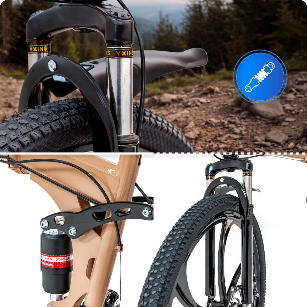 Voltouri mountain bike pieghevole 26" – 21 velocità Shimano, doppia sospensione, freni a disco