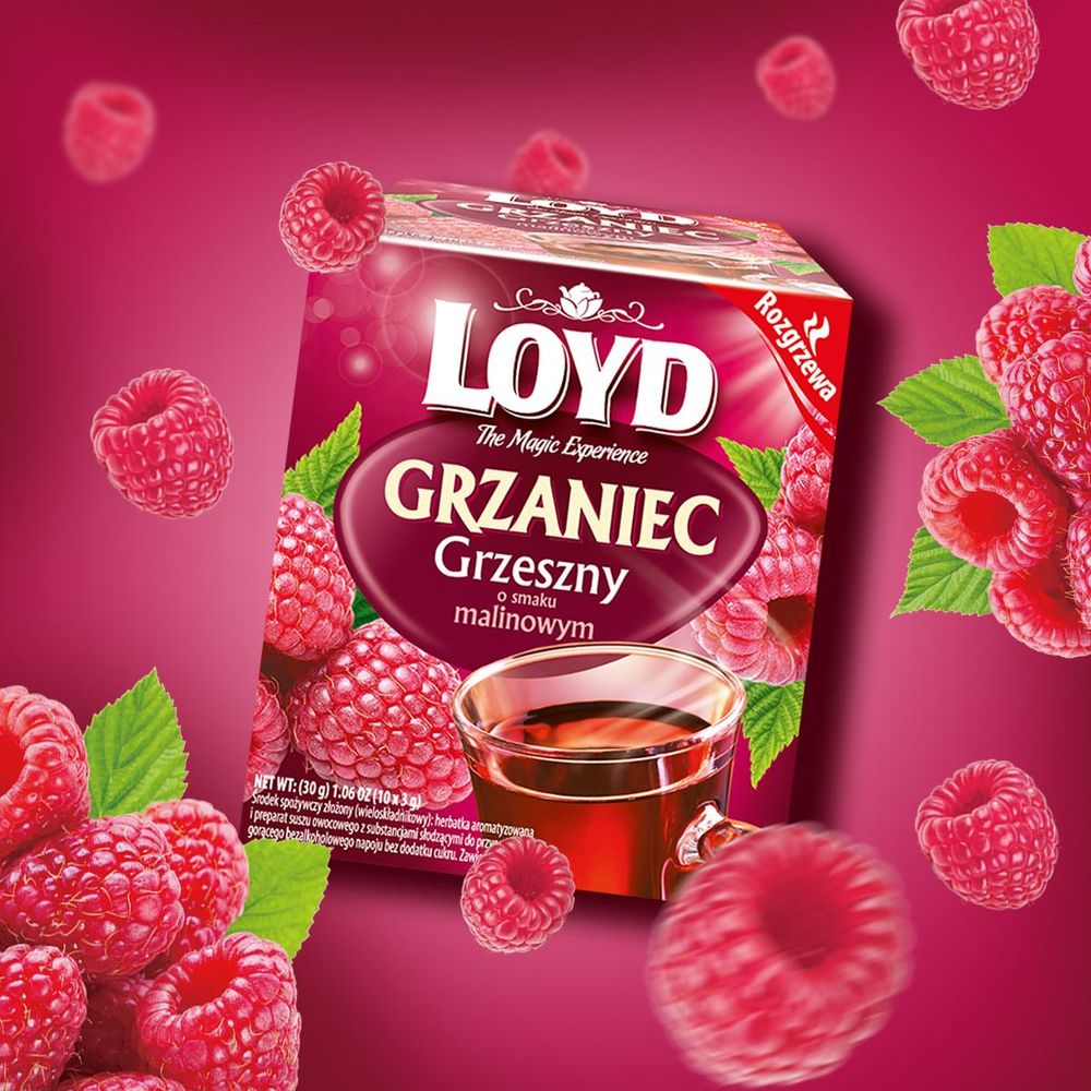 Loyd Grzaniec Grzeszny Malinowy Zimowa Rozgrzewająca Herbata Mulled Wine Raspberry 10 Torebek 30g