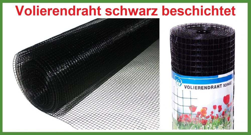 Volierendraht 10x1000 mm 10 m SCHWARZ beschichtet Drahtgitter Maschendrahtzaun Kaninchendraht Kükendraht Viereckdraht    Grundpreis pro Meter 2,20 EUR