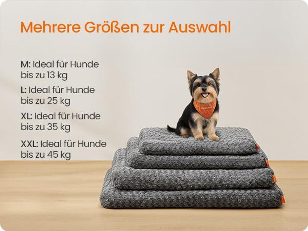 Feandrea Hundebett, flauschige Hundematte, Plüsch, weiche Polsterung, waschbar, rutschfest