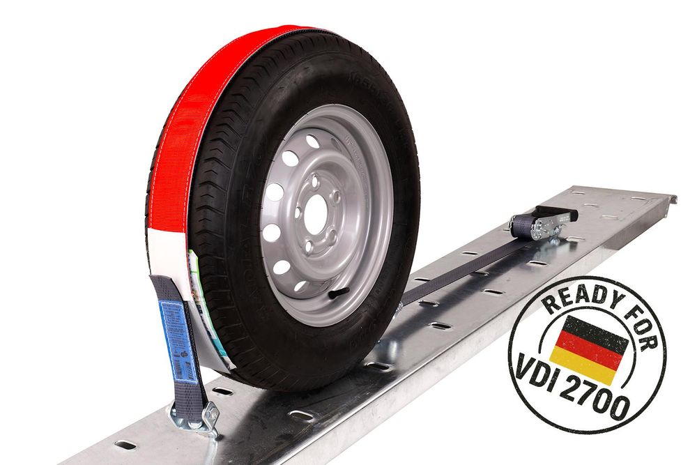 4er Set HEFFA Radsicherungsgurte 2,8m 50mm 5t VDI 2700 Autotransport Transportgurte Abschleppwagen Grip-Schutzhülle