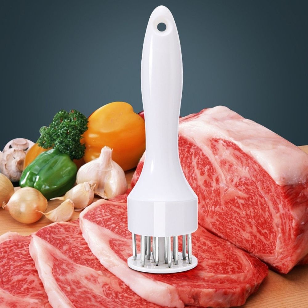 Fleischzartmacher mit 21-Edelstahlklingen Steaker Fleischklopfer Fleischstecher Fleischhammer Schnitzelklopfer Steakhammer White Retoo
