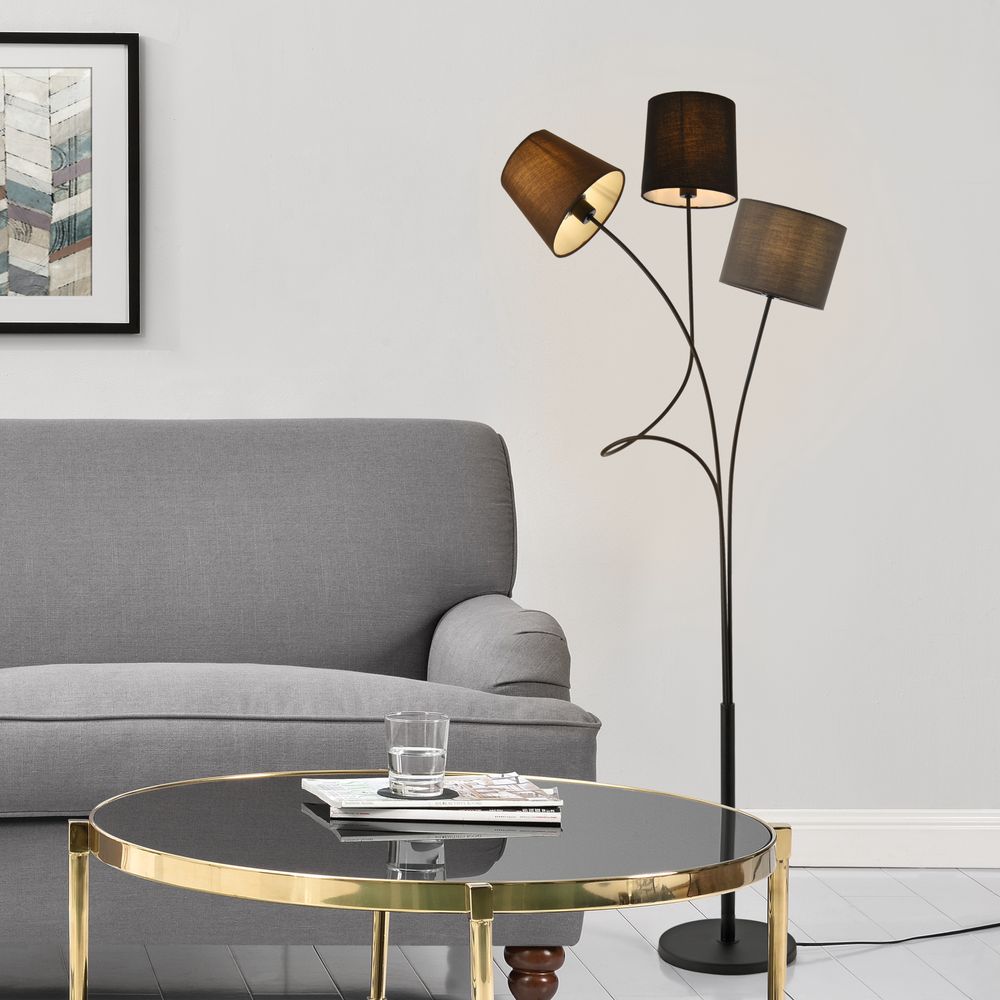 Stehleuchte 'Treviso' 146cm 3x E14 max. 40W Stehlampe Standleuchte Stand Lampe Metall 3-flammig [lux.pro]