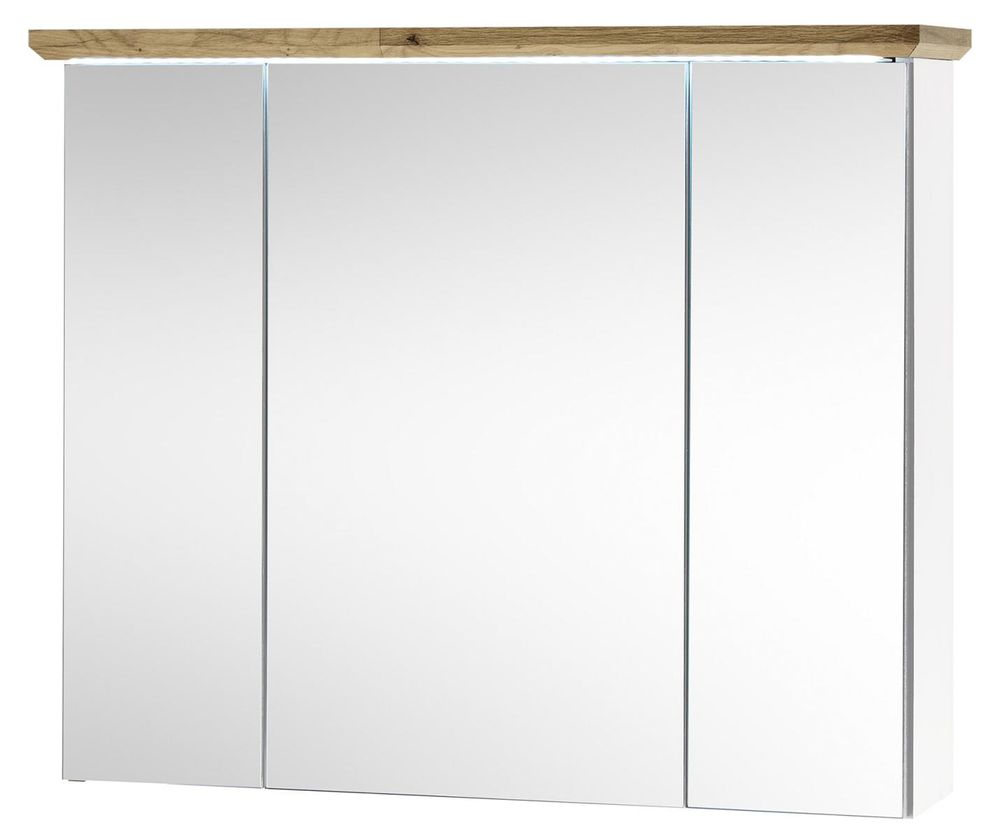 Spiegelschrank "Tomlin I" – Bad-Spiegelschrank im Landhausstil mit LED-Beleuchtung und viel Stauraum