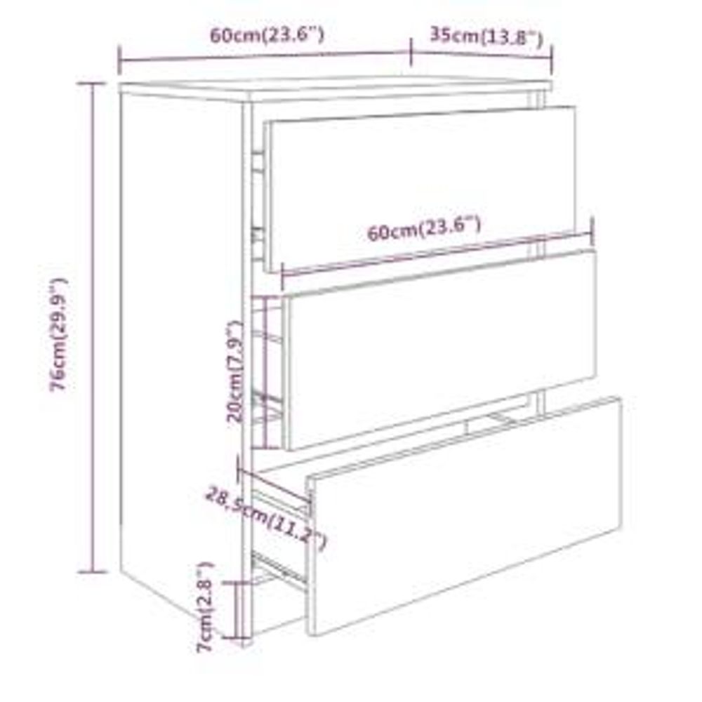 vidaXL Credenza bianca 60x35x76 cm Materiale a base di legno