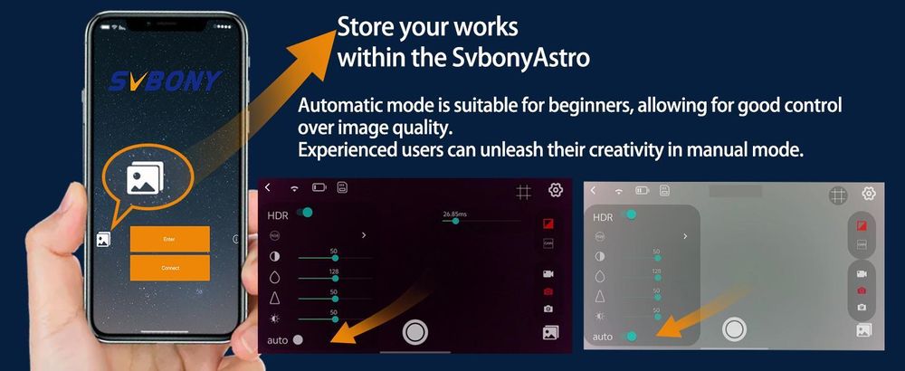 Svbony SC311 Einstiegs WiFi Teleskop Astronomiekamera, WiFi 4 Punkt Verbindung Wireless Kamera mit IMX662 CMOS Sensor, Teleskop Elektronische Okular