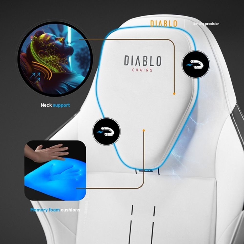 Diablo X.One Prime Gaming Stuhl Bürostuhl Schreibtischstuhl mit Kühlfunktion, Größe Normal, Farbe Weiß