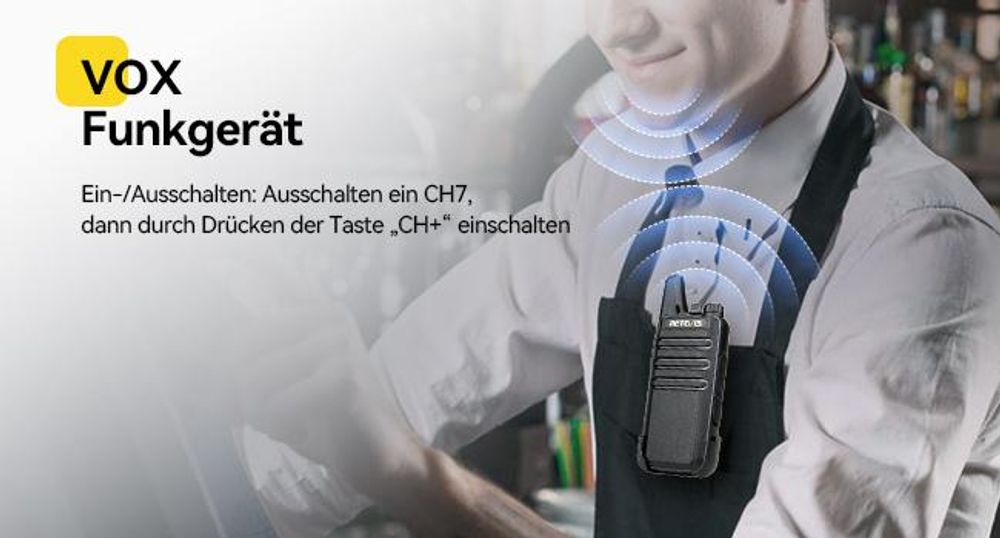 Retevis RT622 Walkie Talkie, 4er Mini Funkgeräte, PMR446 Lizenzfrei 16 CH, VOX Squelch Scan CTCSS/DCS, Funkgerät mit USB-Ladekabel, für Schule, Reisebüro, Supermarkt, Weingut