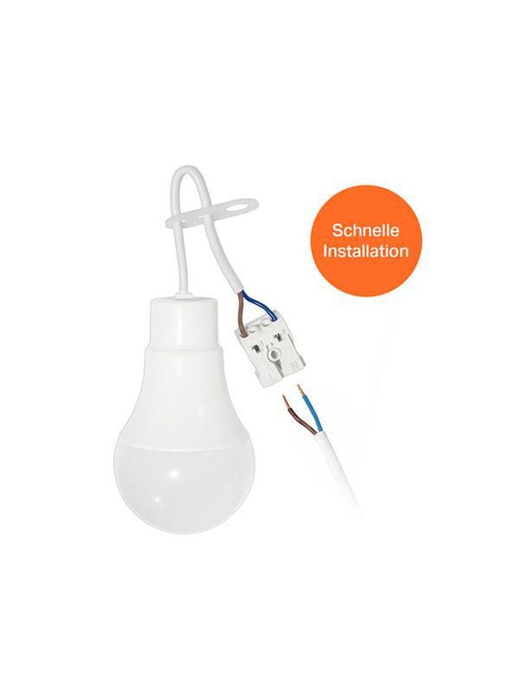 Das Bild zeigt ein LED Leuchtmittel mit eingebautem Kabel.
