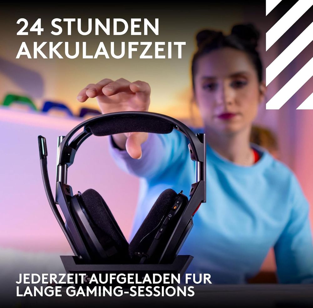 Logitech G Astro A50 LIGHTSPEED kabellose Gaming-Headset + Basisstation (Gen 5), PRO-G GRAPHENE, 3-System-Umschaltung, USB-C für Xbox, PS5, PC/Mac oder Nintendo Switch, Bluetooth - Schwarz