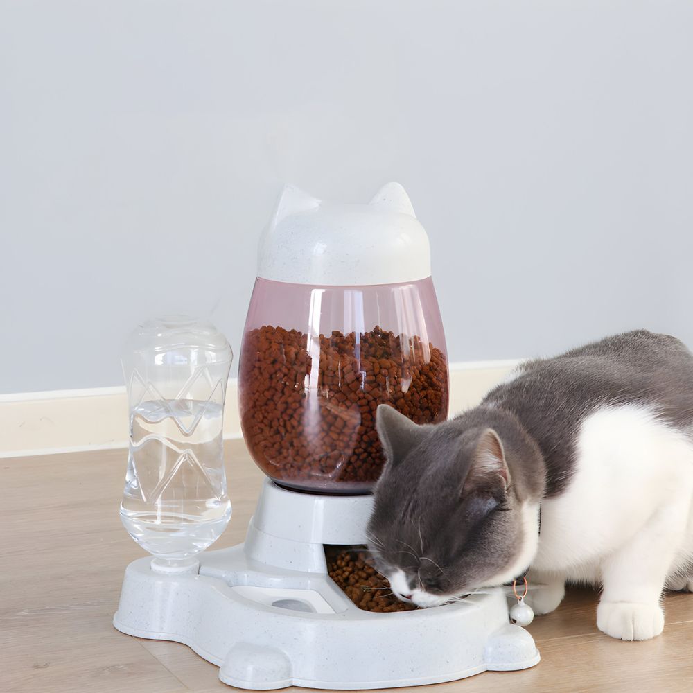 Futterspender und Wasserspender für Haustiere Set 2.2L und 0.5L zur Fütterung Hund und Katze Futterstation Futterautomat Trockenfutter Wasser Retoo