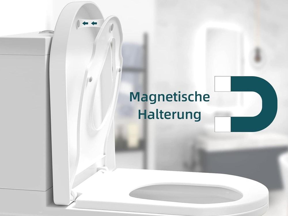 WOLTU Toilettendeckel mit Kindersitz, WC-Sitz mit Absenkautomatik für Familie, Klodeckel in D-Form Weiß