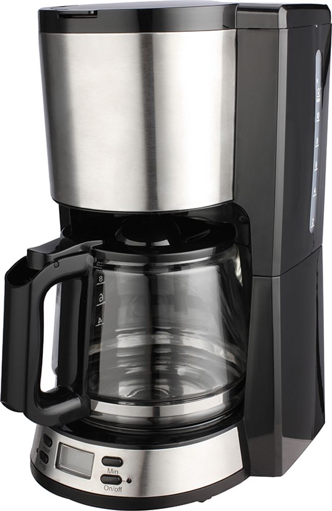 Kaffeemaschine aus gebürstetem Edelstahl mit Timer, 1000 Watt, 1,5 L für 12-14 Tassen