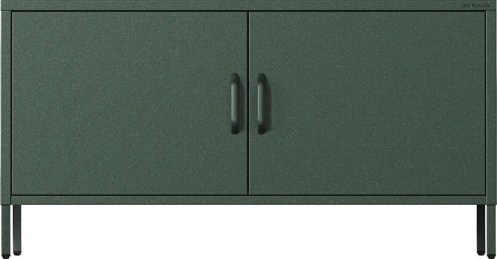 Jan Nowak Fernsehschrank ROSA TV Schrank für Wohnzimmer, Schlafzimmer Metall Fernsehtisch mit Türen und Stauraum, 115 x 59,5 x 40 cm, Flaschengrün